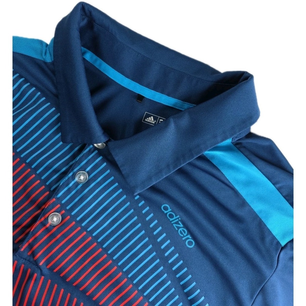 Adidas AdiZero Golf Polo Mens XL Logo‎ Navy Red Graphic Athletic Shirt